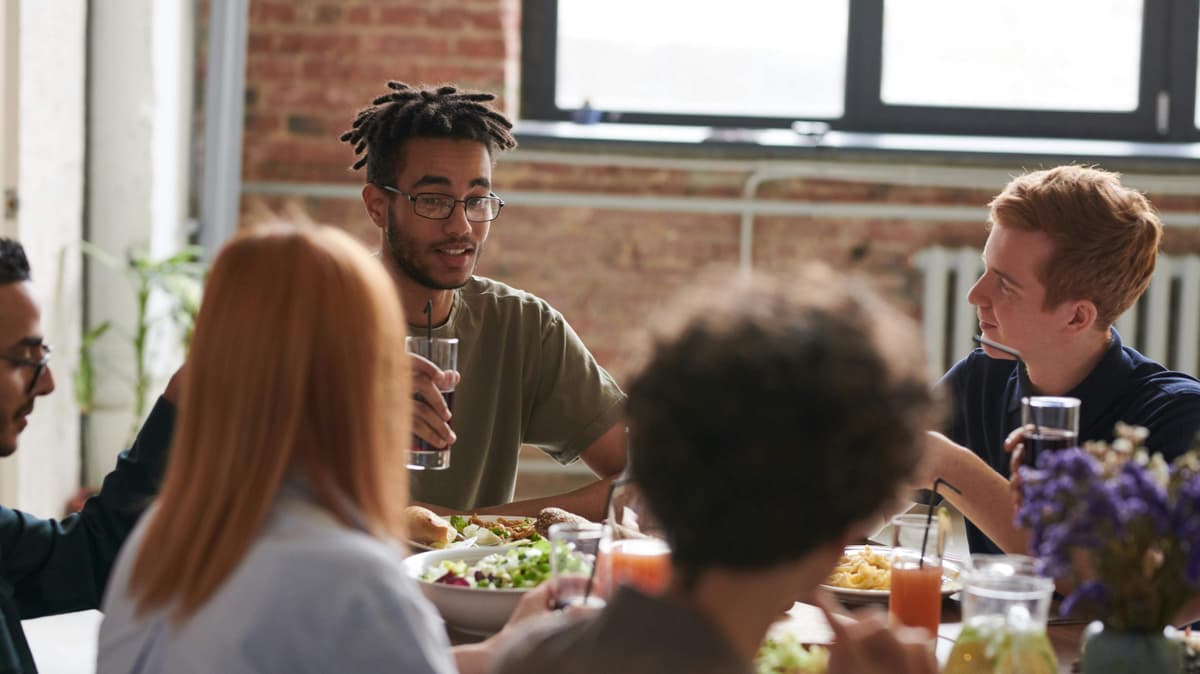 Friends dining together